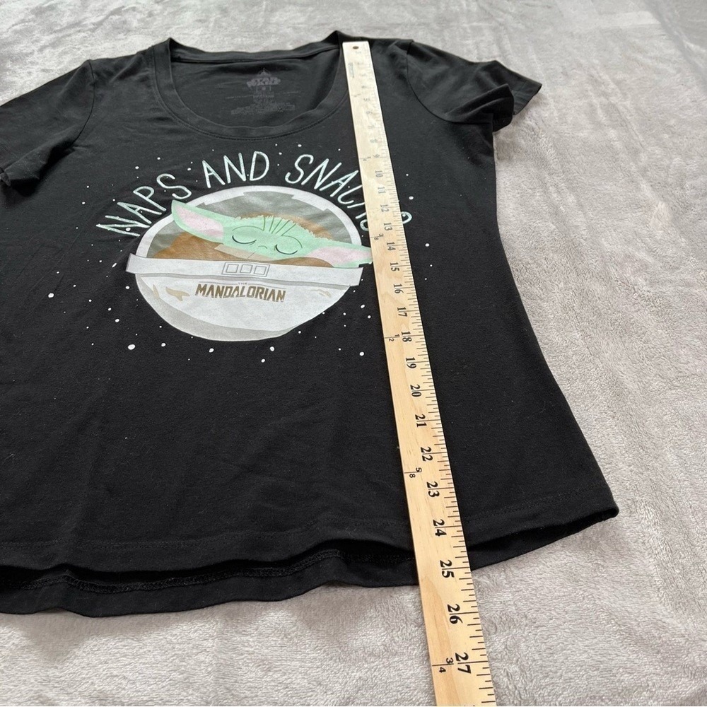 Disney Star Wars The Mandalorian Women S Black Grogu Naps Snacks Graphic Tee - Picture 5 of 8